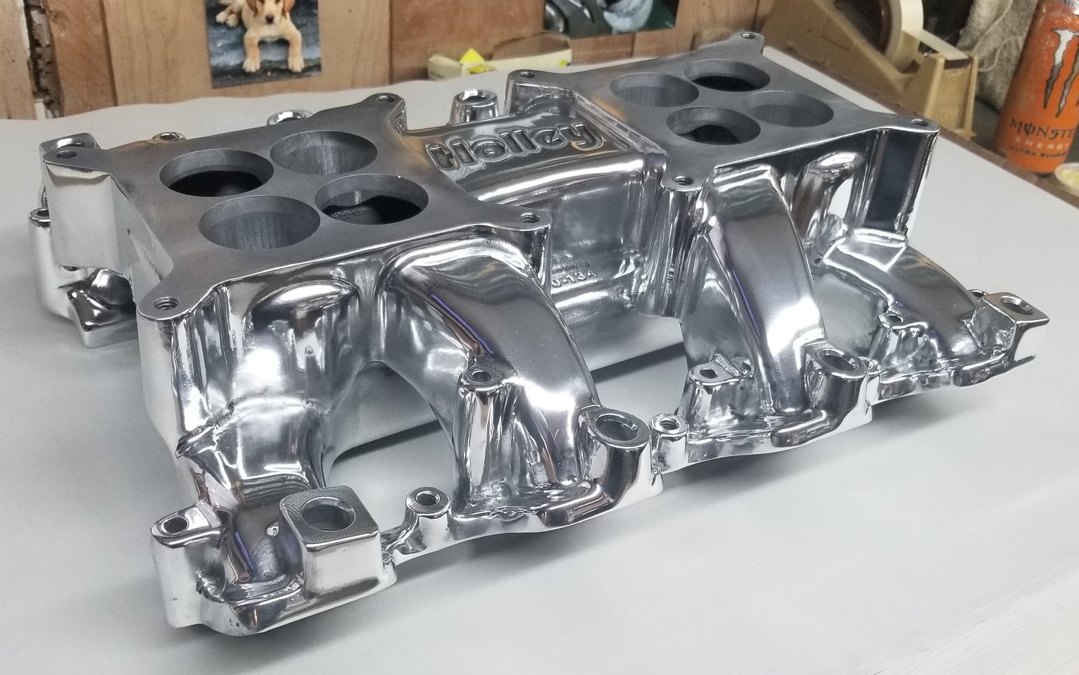 polished aluminum intake manifold