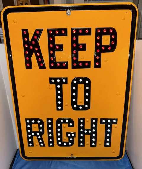 Keep To Right Reflector Sign 1930's