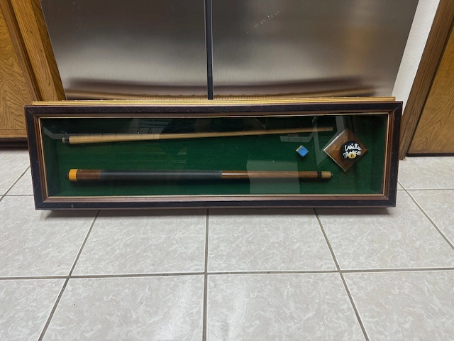 Willie Mosconi RARE Autographed 8-Ball Framed Cue Stick 